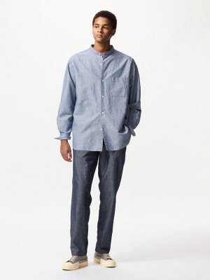 UNIQLO - полосатая рубашка с воротником стойкой - 65 BLUE