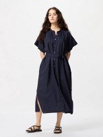 UNIQLO - полосатое платье свободного кроя из льняной смеси - 69 NAVY