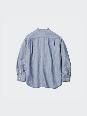 UNIQLO - полосатая рубашка с воротником стойкой - 65 BLUE