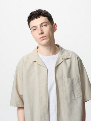 UNIQLO - рубашка унисекс из смеси хлопка и льна - 32 BEIGE