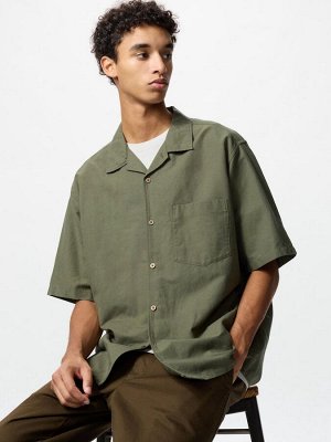 UNIQLO - рубашка унисекс из смеси хлопка и льна - 57 OLIVE