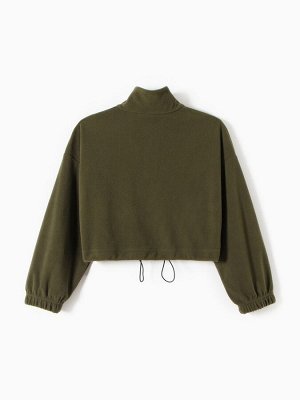 Толстовка флисовая для девочки MINAKU: Fleece Soft, цвет хаки, рост