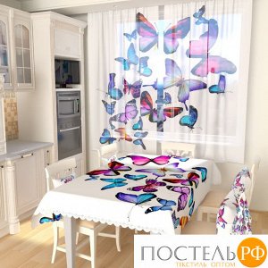 Фототюль для кухни 140*160, 2 полотна Яркие бабочки 4