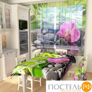 Фототюль для кухни 140*160, 2 полотна Несравненная орхидея
