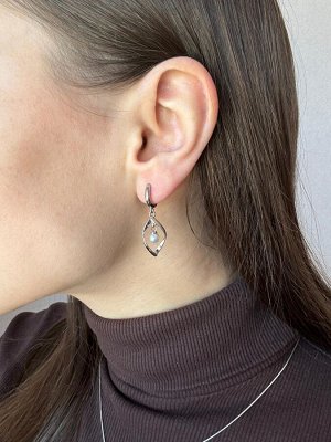 Серьги-конго с жемчугом покрытые серебром