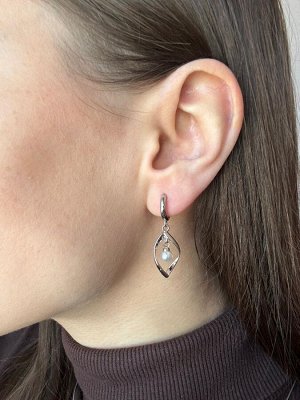 Серьги-конго с жемчугом покрытые серебром