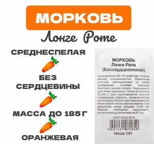 Семена Морковь Бессердцевинная "Лонге Роте" 1 г