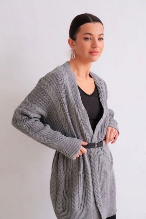 Кардиган серый с косами