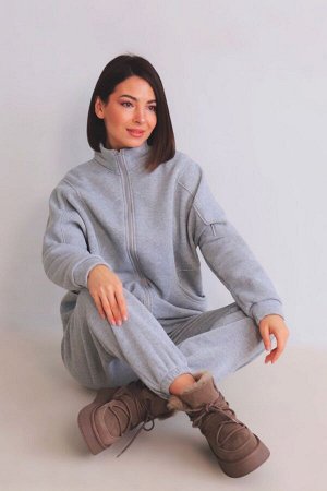 Костюм спортивный серый меланж (футер с начесом)