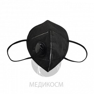 SAFETY Маска респираторная, 6-ти слойная, с клапаном, с угольным фильтром, черная, 5 шт. в пакете