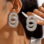 Женские крупные серьги, цвет серебристый (бижутерия)
