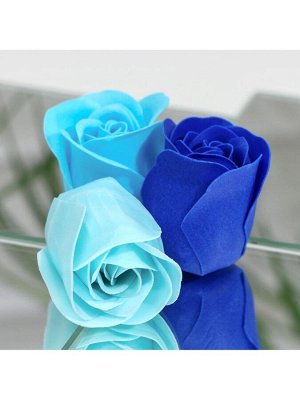 Мыльные розочки, бирюзовые и синие, набор 4 шт.