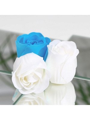 Мыльные розочки, белые и синие, набор 6 шт.
