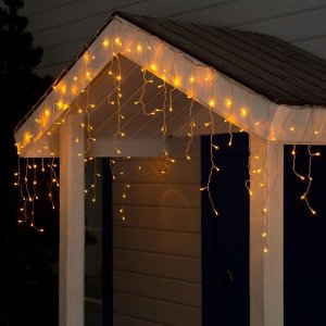 УЦЕНКА Гирлянда «Бахрома», 3?0.6 м, IP44, УМС, 160 LED, 220 В, прозрачная нить, свечение жёлтое