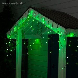УЦЕНКА Гирлянда «Бахрома», 3?0.6 м, IP44, 160 LED, 220 В, УМС, мерцание, тёмная нить, свечение зелёное