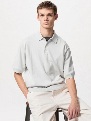 UNIQLO - базовая футболка-поло унисекс - 02 LIGHTGRAY