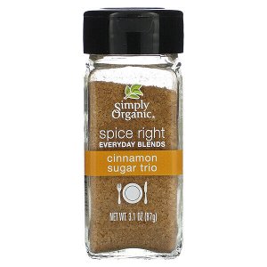 Simply Organic, Органик Правильные специи Смеси на каждый день. Три сорта корицы с сахаром 87 гр