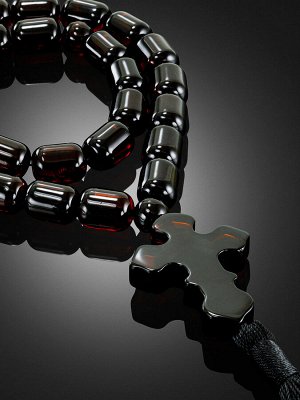 amberholl Православные чётки из формованного янтаря тёмно-вишнёвого цвета