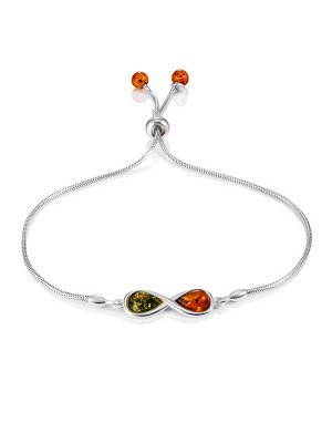 Вечный браслет «Амур» с миксом из натурального янтаря