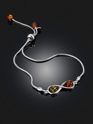 Вечный браслет «Амур» с миксом из натурального янтаря