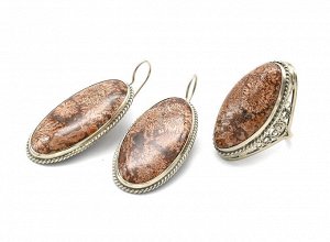 Колье, кольцо и серьги коралл,  47см., размер-18