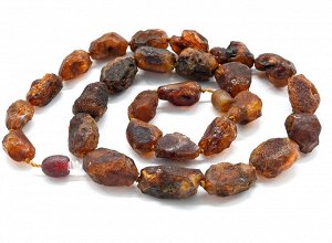 Бусы из янтаря галтовка матовая 10*14мм цв.коньячный, 19,5г, 45см