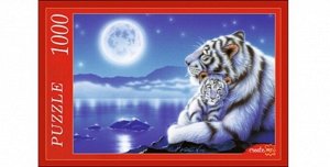 Пазлы 1000 Белые тигры под луной 35*23*5 см