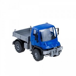 Самосвал бортовой Мерседес Unimog U500, 17,5 см, синий. сетка