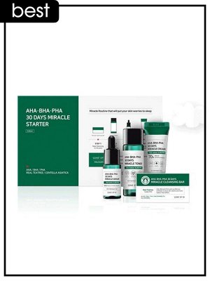 Some By Mi Набор миниатюр для проблемной кожи с кислотами Aha-Bha-Pha 30 Days Miracle Starter 4 Kit, 30гр + 30мл + 10мл + 20гр