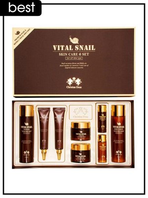 Набор антивозрастной с муцином улитки Christian Dean Skin Care 6 Set Vital Snail, 210/210/40/40/100/100/100/30/30 мл