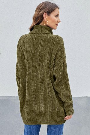 Зеленый вязаный свитер из мягкой &quot;вельветовой&quot; пряжи