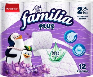 Familia Plus Туалетная бумага "Волшебный цветок" 4 рулона, 2-х слойная