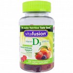 VitaFusion, Vitamin D3, Natural Peach, Blackberry &amp; Strawberry Flavors, 2,000 IU, 75 Gummies