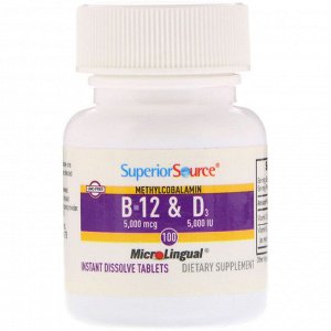 Superior Source, Methylcobalamin B-12 & Vitamin D3, 100 Tablets