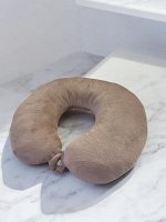 Подушка  дорожная для шеи мягкая для путешествий  30x30 см (светло-коричневый)