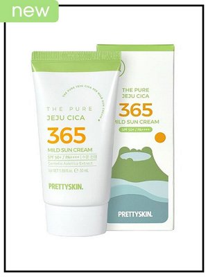 Крем для лица солнцезащитный успокаивающий PrettySkin Sun Cream The Pure Jeju Cica 365 Mild SPF50+ PA++++, 50 мл