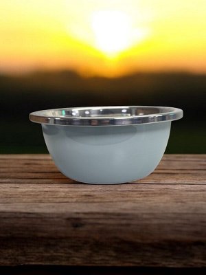 Новый бренд Миска для продуктов металлическая, диаметр 28 см, высота 10 см (цвет серый)