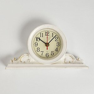 Часы настольные, интерьерные "Милица", бесшумные, d-9.5 см, корпус белый с золотом
