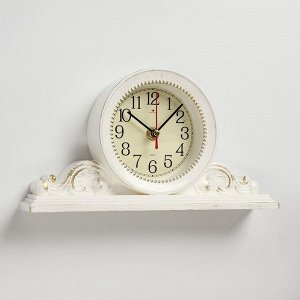 Часы настольные, интерьерные "Милица", бесшумные, d-9.5 см, корпус белый с золотом