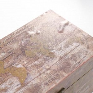 УЦЕНКА Шкатулка для украшений «Карта», дерево, искусственная кожа, 24?14?12 см
