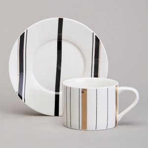 Чайный набор из фарфора LEFARD TOP STYLE, 6 персон, 12 предметов, 250 мл — Современная классика с геометрическим принтом, идеальный подарок, 1 шт.