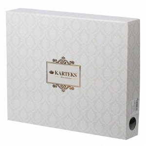 Плед евро, 220х240 см, подарочная коробка, жаккард, 100% хлопок, Karteks, Medallion 12, бежевый