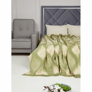 Плед евро, 200х220 см, 60% хлопок, 40% акрил, Karteks, Soft Komfort PS1680D, хаки