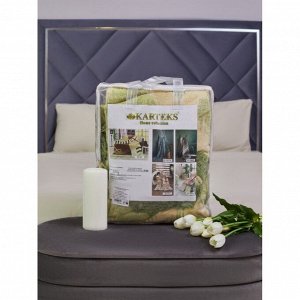 Плед евро, 200х220 см, 60% хлопок, 40% акрил, Karteks, Soft Komfort PS1680D, хаки