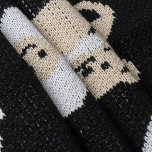 Плед 1.5-спальный, 110х130 см, 100% полиэстер, Клетка с мишками, черно-белый, A120019