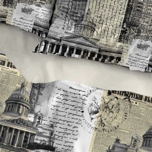 Постельное белье 2-спальное, простыня 215х220 см, 2 наволочки 70х70 см, пододеяльник 175х215 см, Bravo, поплин, Питер 6013-1+1623а-1