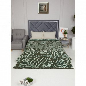 Плед евро, 200х220 см, 60% хлопок, 40% акрил, Karteks, Soft Komfort PS1677A, зеленый