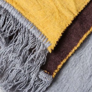 Плед евро, 200х220 см, 60% хлопок, 40% акрил, Karteks, Soft Komfort PD165A, серо-коричневый