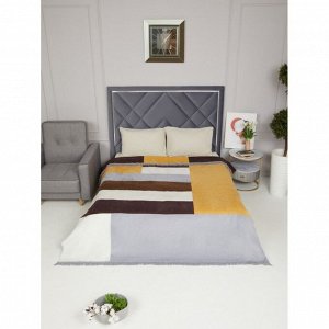 Плед евро, 200х220 см, 60% хлопок, 40% акрил, Karteks, Soft Komfort PD165A, серо-коричневый