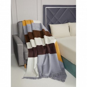 Плед евро, 200х220 см, 60% хлопок, 40% акрил, Karteks, Soft Komfort PD165A, серо-коричневый